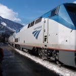 amtrak locomotive; amtrak car; amtrak