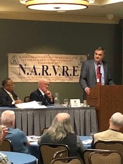 SMART Transportation Division National Legislative Director John Risch addresses the NARVRE biennial convention May 21 in Iowa.