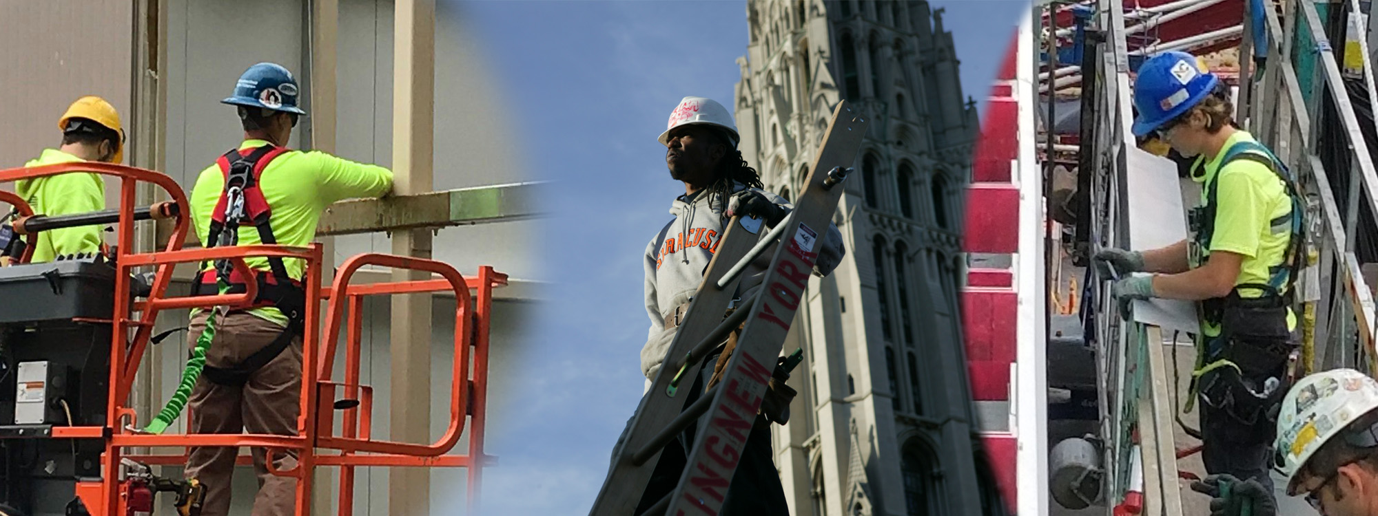 Construction workers on a building site