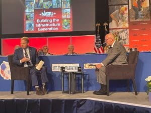 SMART General President Joseph Sellers watches as Brendan Bechtel and Sean McGarvey speak at the NABTU Legislative Conference.