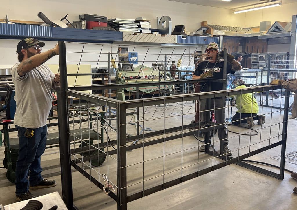 SMART Local 55 apprentices work on the Northwest Build Waterfowl Blinds