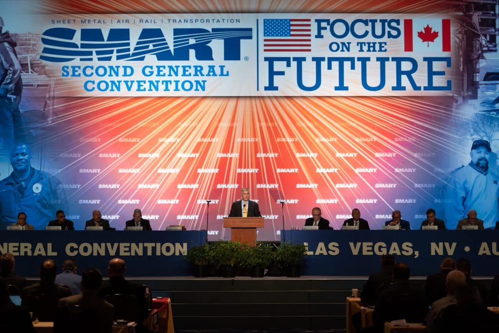 SMART General President Joseph Sellers speaks at the SMART General Convention in 2019.