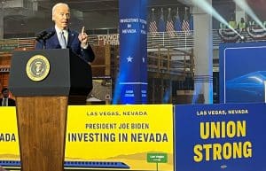 President Joe Biden announces funding Dec. 8 for high-speed rail in California and Las Vegas.