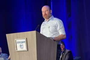 AFL-CIO Transportation Trades Department President Greg Regan addresses the opening session of the SMART-TD National Training Seminar.